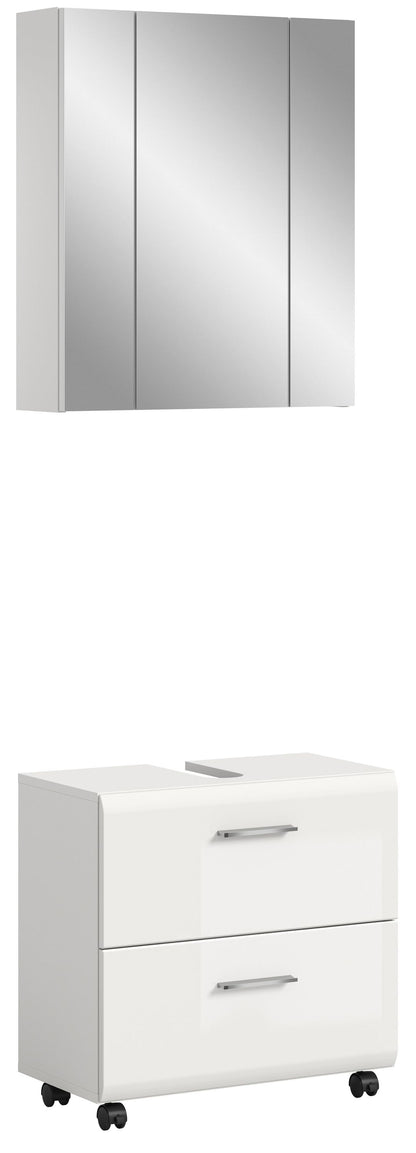 Homes & Jones Badmöbelset 2-tlg., Schrank 60 cm rollbar, Badspiegelschrank 3-trg