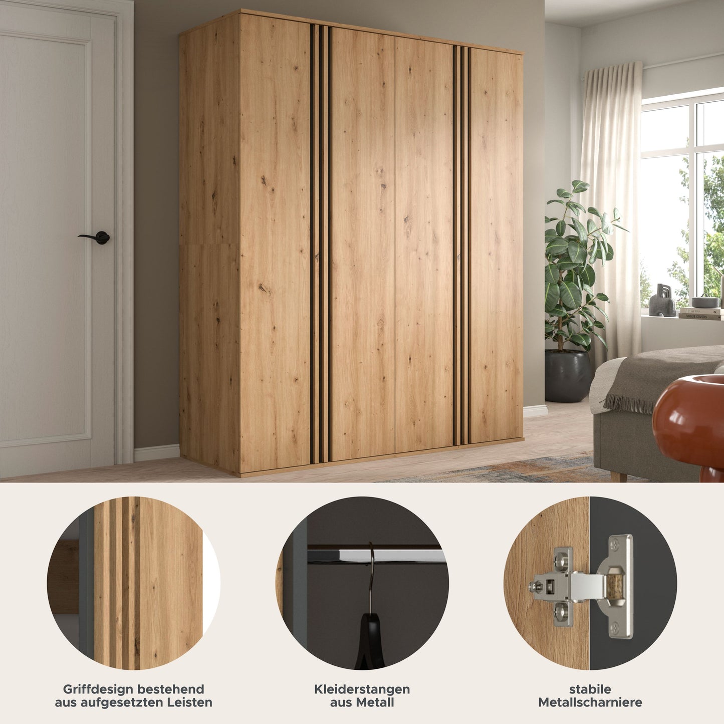 Homes & Jones Kleiderschrank 2-tlg., Schlafzimmerschrank 2x je 80 cm breit, 160 cm