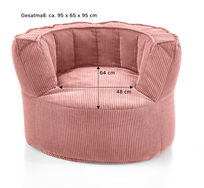 Homes & Jones Sitzsack Snuggle, Cord-Sessel mit Rückenlehne