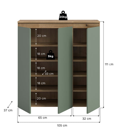 Meuble universel SCARPA (L/H/P : env. 105/111/37 cm) en vert fumée/vert fumée