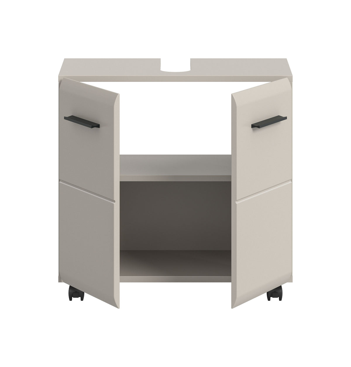 Rolling Washbasin Cabinet ICE (W/H/D: approx. 60/58/30 cm) in Nox Oak finish/matt black