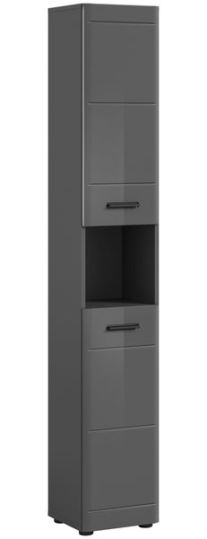 Tall cabinet SOFT (W/H/D: approx. 30/180/30 cm) in grey/high-gloss grey