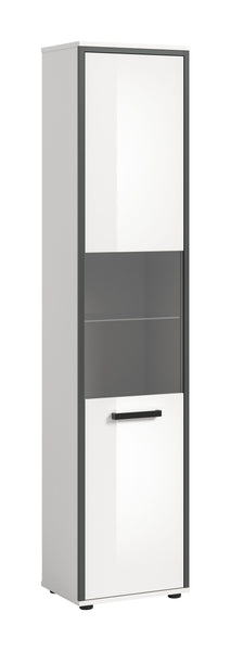 Badschrank KOJAK (B/H/T: ca. 40/188/34 cm) in weiß/weiß hochglanz