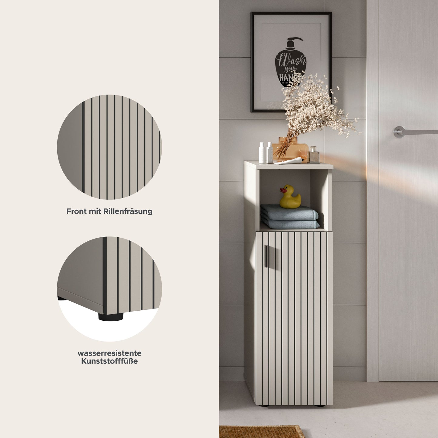 Meuble de salle de bain MONE (L/H/P : env. 30/95/30 cm) coloris Cachemire/Cachemire