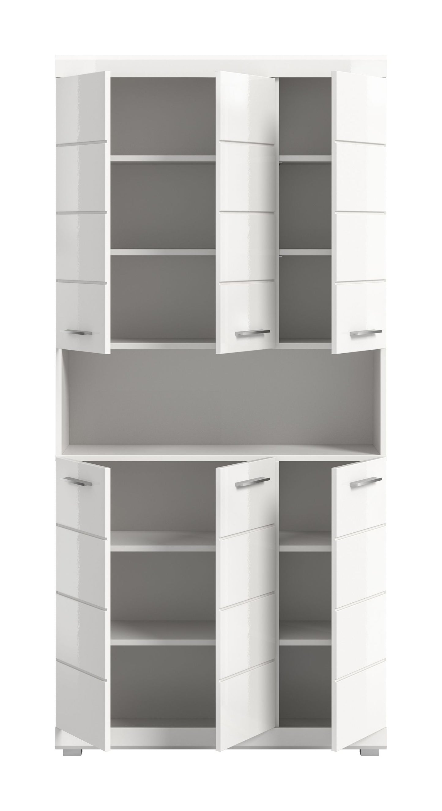 Scout Hochschrank breit  (B/H/T: 90x191x31 cm) in Weiß hochglanz und Weiß