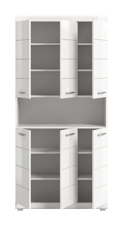 Scout Hochschrank breit  (B/H/T: 90x191x31 cm) in Weiß hochglanz und Weiß