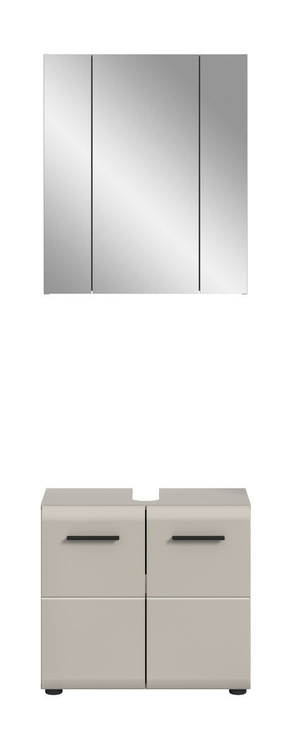 Badmöbelset mit Spiegelschrank und Unterschrank, weiß, zwei Schubladen