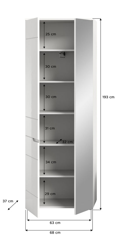 Armoire de vestiaire SOLERO (L/H/P : env. 68/193/37 cm) en blanc/blanc brillant