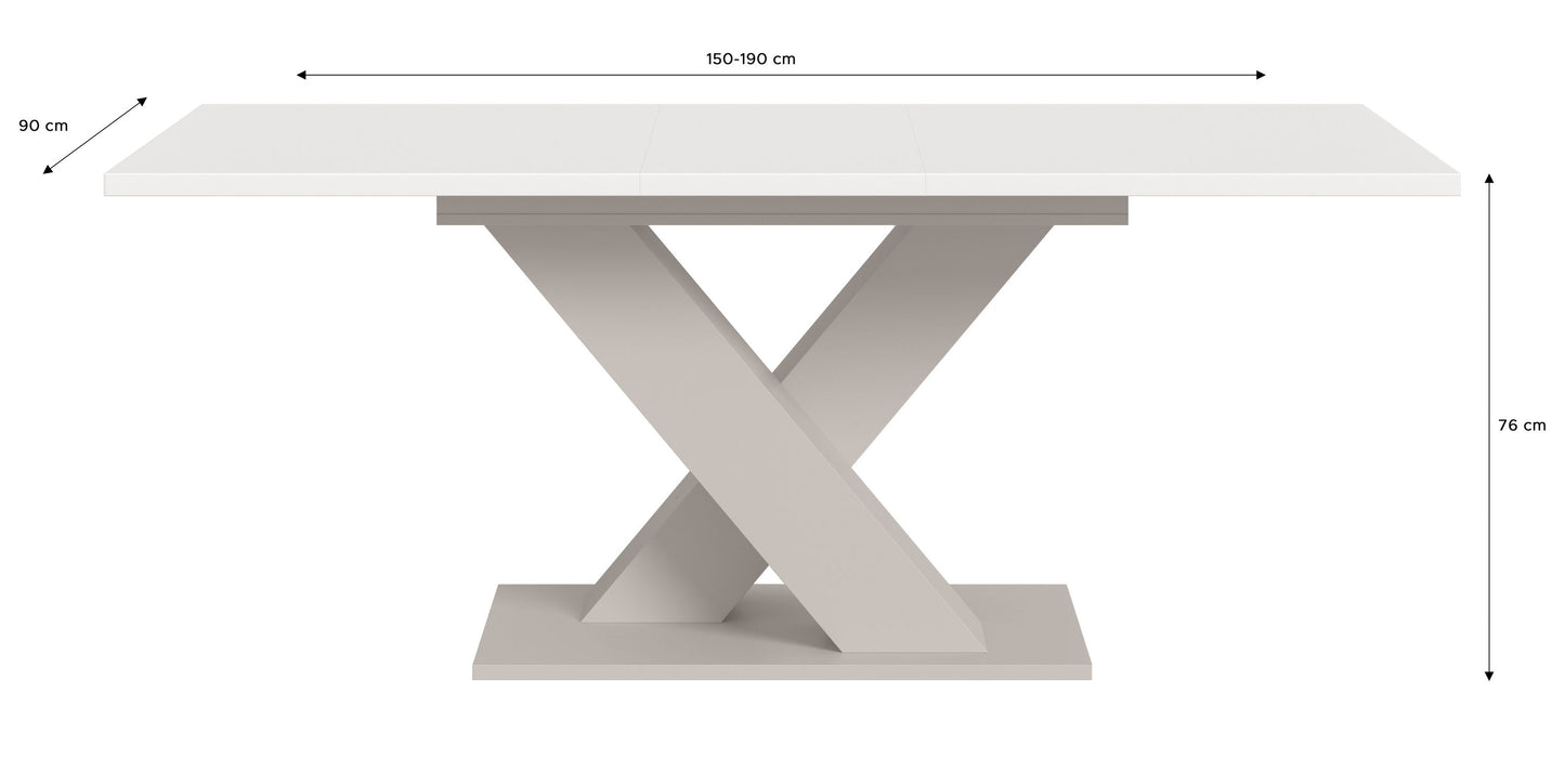 Table de salle à manger MOTION (L/H/P : env. 150/76/90 cm) en blanc/cachemire