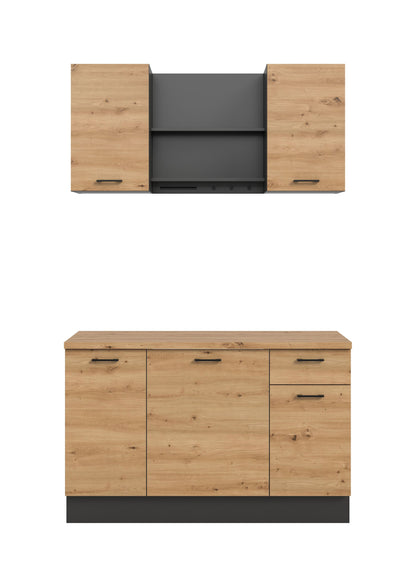 Küchenzeile (ohne E-Geräte) (B/H/T 140x211x60 cm) in Artisan Eiche Nachbildung