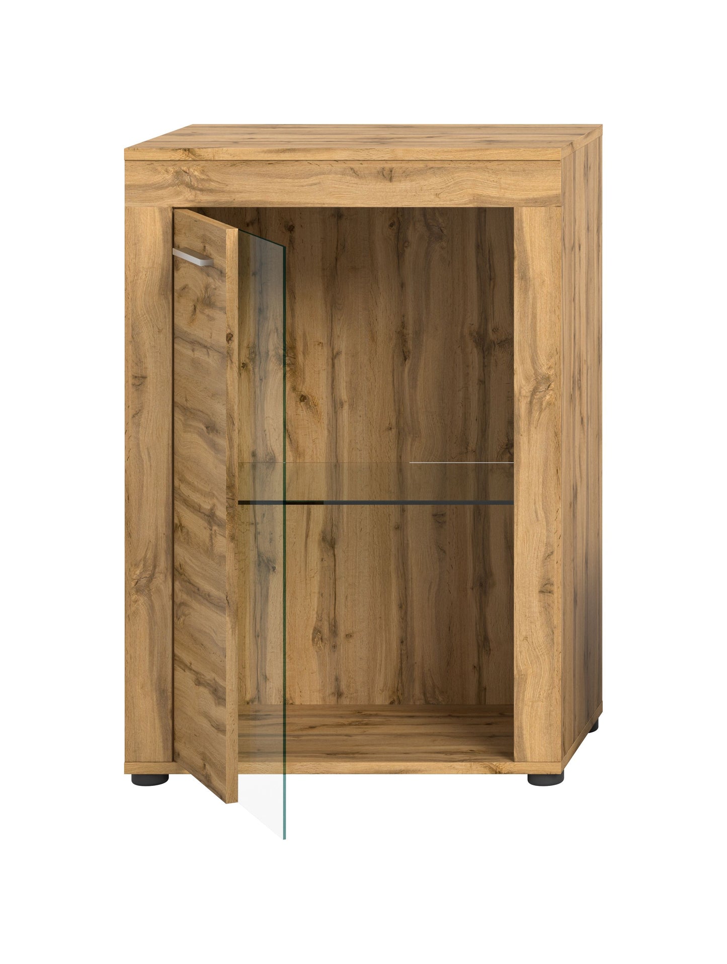 Vitrine JAM (L/H/P : env. 60/86/35 cm) en imitation chêne Wotan/gris