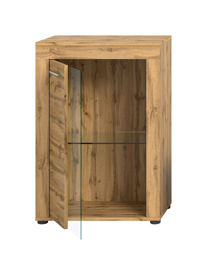 Vitrine JAM (L/H/P : env. 60/86/35 cm) en imitation chêne Wotan/gris
