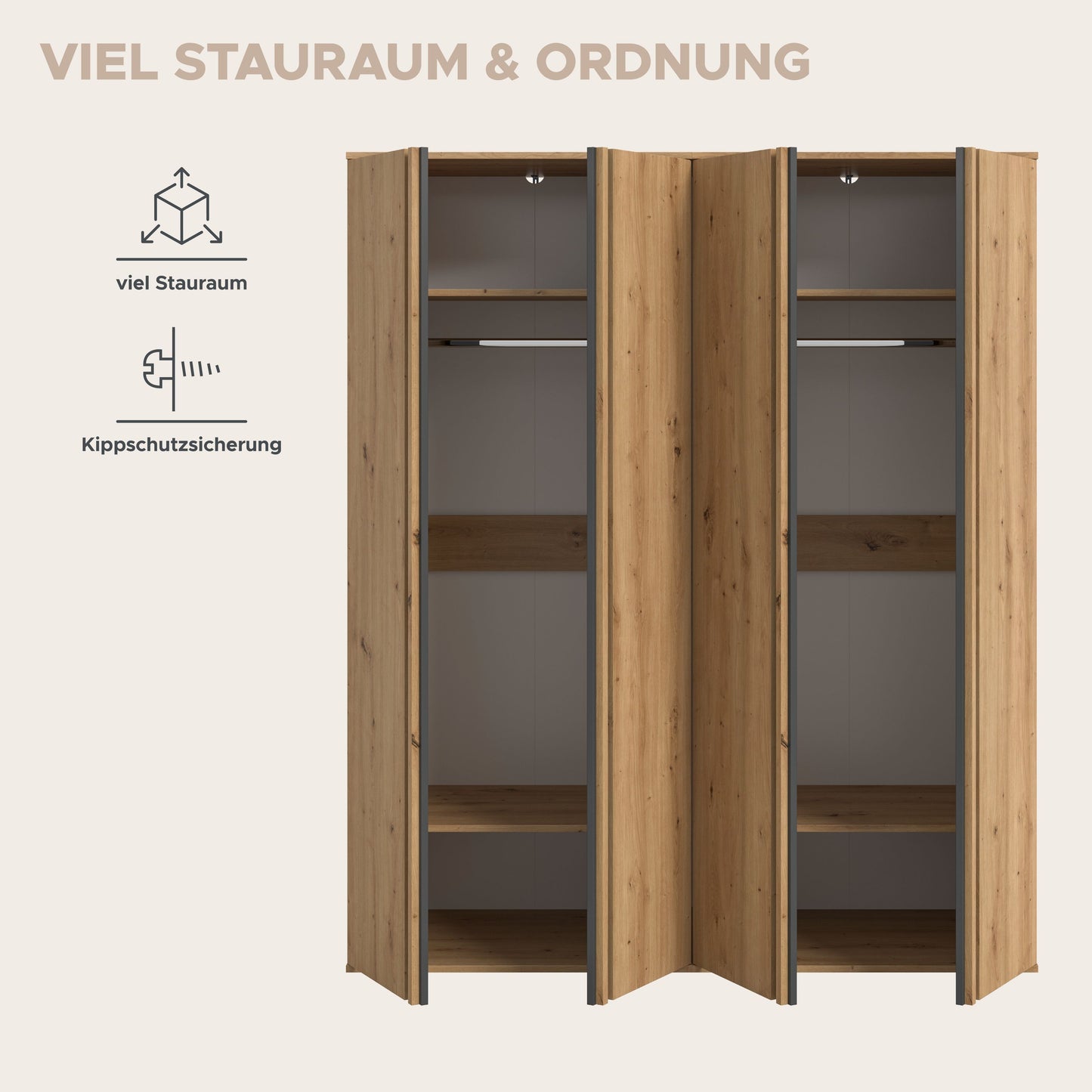 Homes & Jones Kleiderschrank 2-tlg., Schlafzimmerschrank 2x je 80 cm breit, 160 cm
