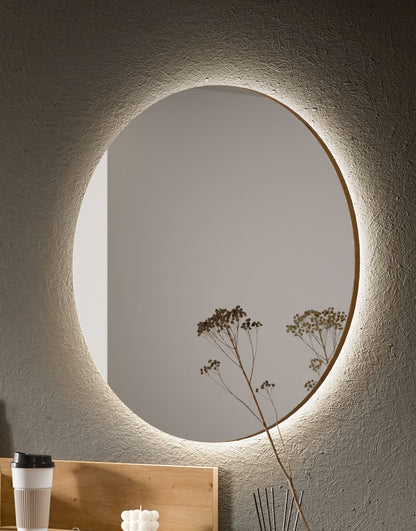 Homes & Jones Spiegel rund 70 cm mit LED-Lichtband Beleuchtung, Flurmöbel