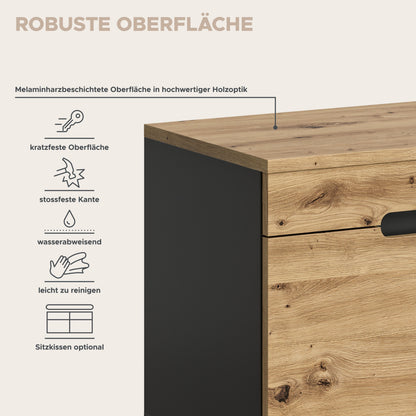 Ensemble d'entrée CANU (L/H/P : env. 255/190/37 cm) en gris basalte/vert fumée