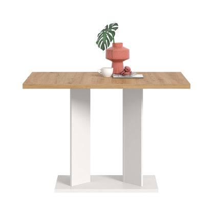 Table à manger GUSTAV (L/H/P : env. 110/76/70 cm) en blanc/imitation chêne Artisan