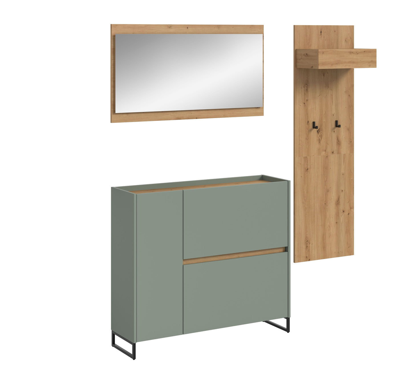 Ensemble de meubles d'entrée DRIVE (L/H/P : env. 175/192/32 cm) en sauge/sauge