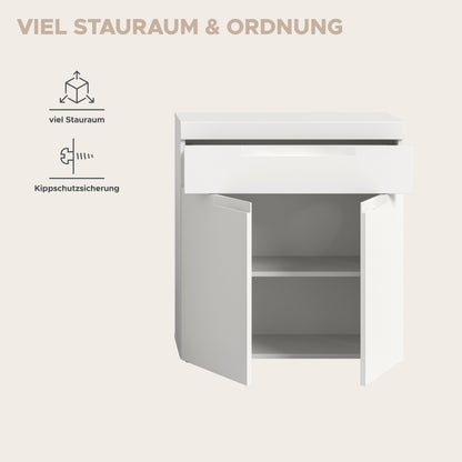 Viana Standschrank breit (B/H/T: 75x82x31 cm) in Weiß matt und Weiß