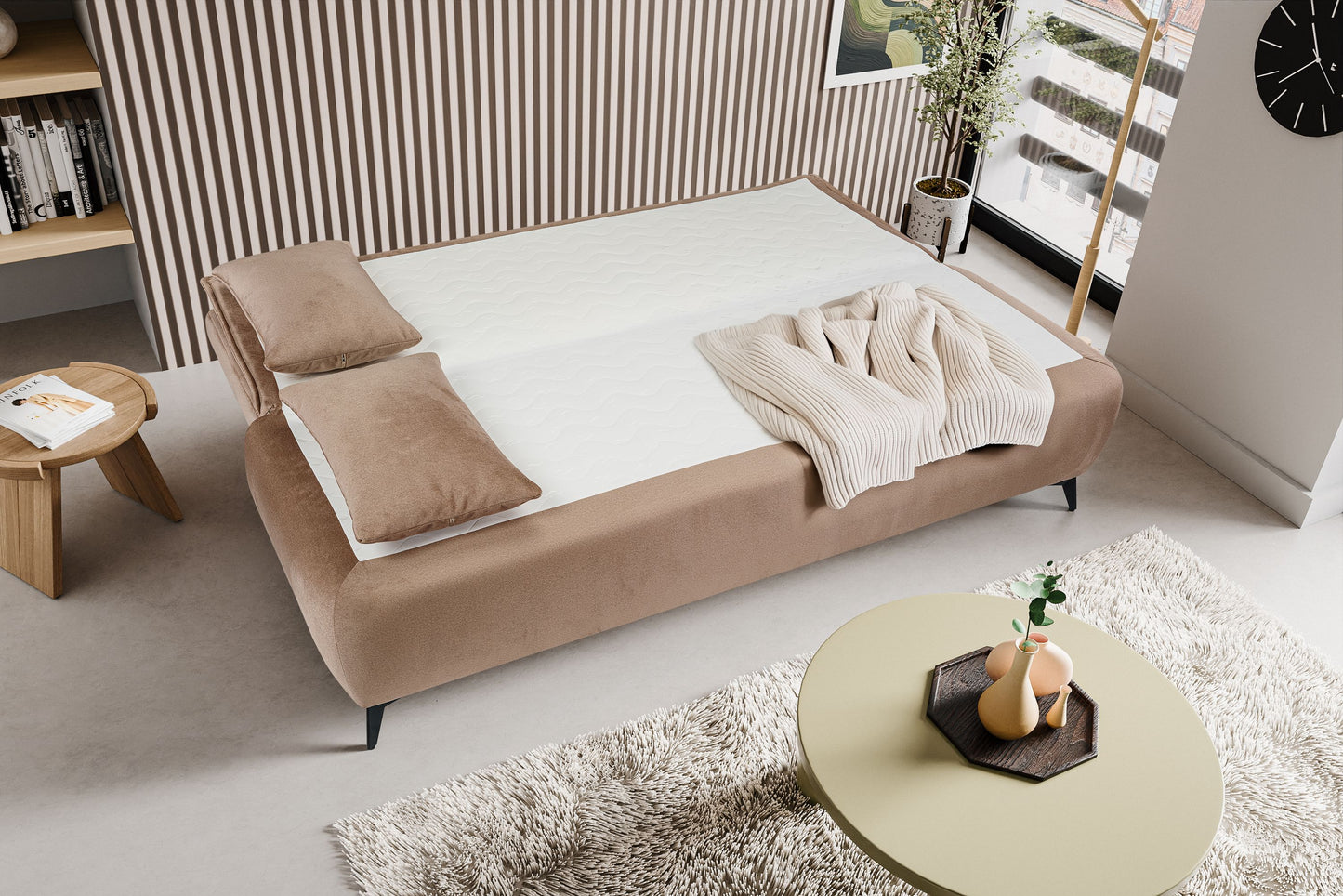 Canapé convertible Sendi – Luxueux canapé en velours avec fonction couchage
