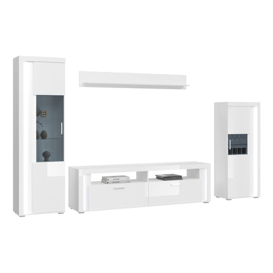 Ensemble mural SKYLIGHT (L/H/P : env. 351/202/46 cm) en blanc/blanc brillant