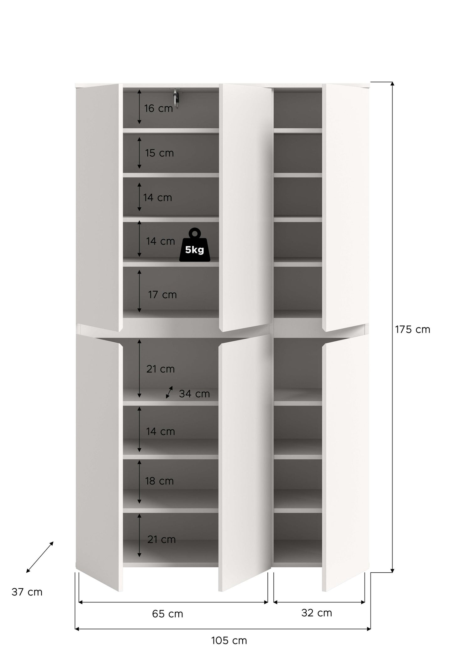 Homes & Jones Universalschrank 105 cm breit,  Mehrzweckschrank, Garderobe, Diele