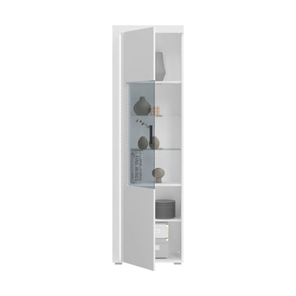 Homes & Jones Vitrine weiß Hochglanz, Wohnzimmerschrank inkl. Beleuchtung