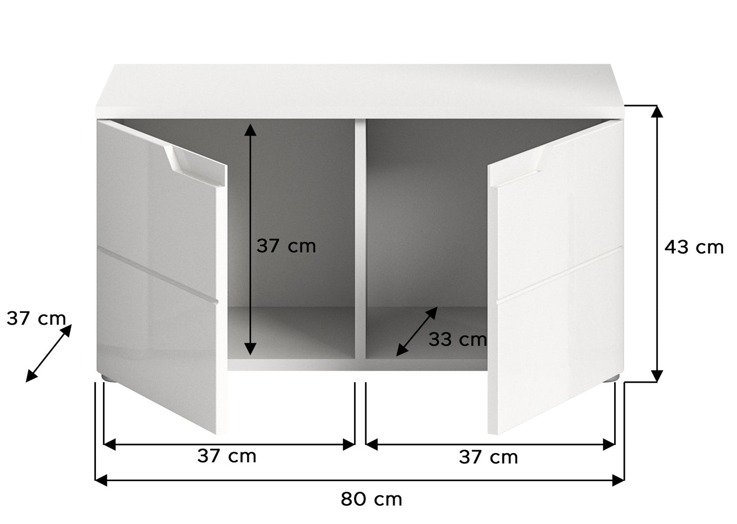 Banquette SOLERO (L/H/P : env. 80/43/37 cm) en blanc/blanc brillant