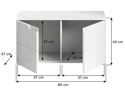 Banquette SOLERO (L/H/P : env. 80/43/37 cm) en blanc/blanc brillant
