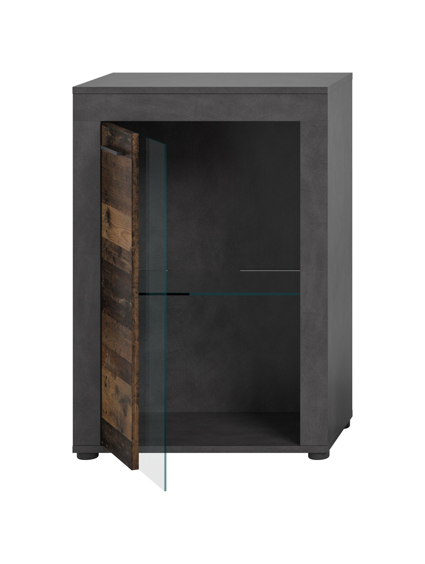 Vitrine JAM (L/H/P : env. 60/86/35 cm) en imitation chêne Wotan/gris