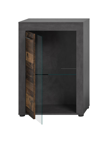 Vitrine JAM (L/H/P : env. 60/86/35 cm) en imitation chêne Wotan/gris