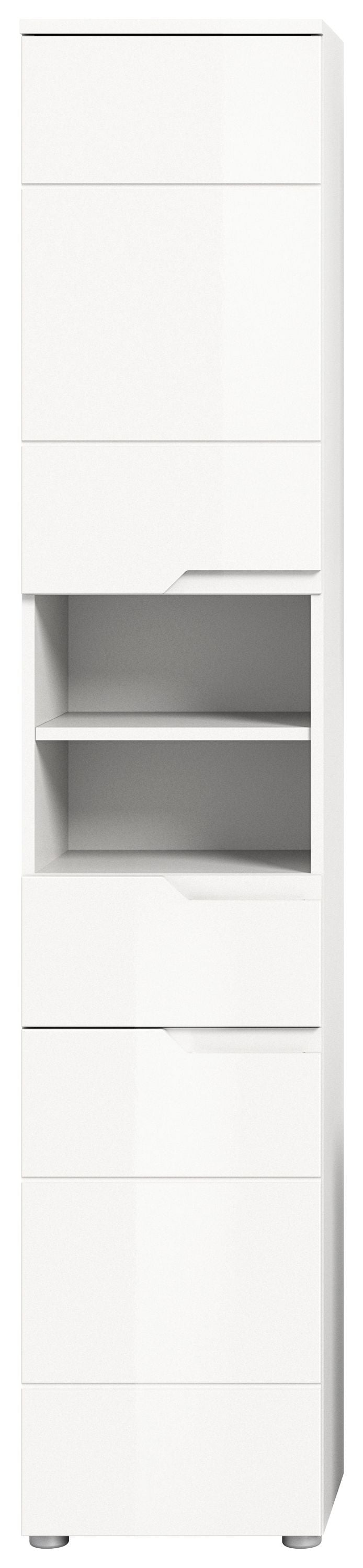 Homes & Jones Badhochschrank weiß Hochglanz Front, Badschrank-Badmöbel
