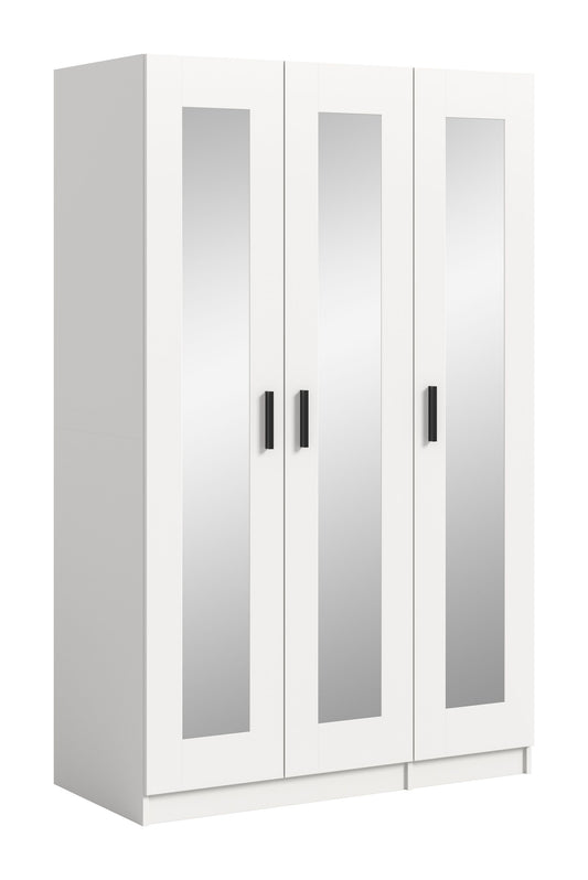 Armoire 3 portes VISBY (L/H/P : env. 120/195/56 cm) en blanc/blanc