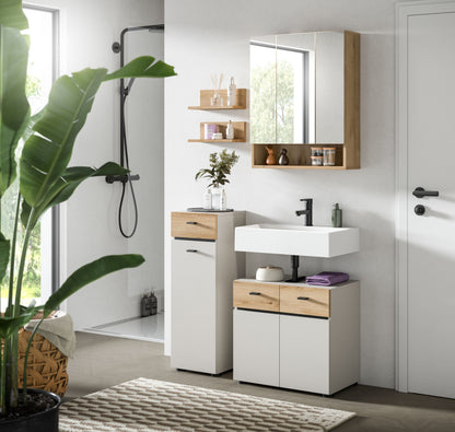 Ensemble de salle de bain AQUA (L/H/P : env. 107/191/35 cm) en cachemire/cachemire