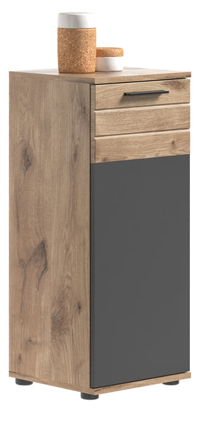 Badstandschrank MASON (B/H/T: ca. 37/87/34 cm) in Nox Oak Nachbildung/Basalt grau