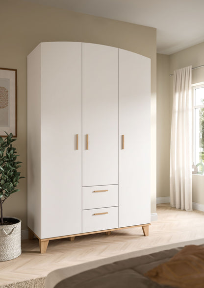 Armoire 3 portes STELLA (L/H/P : env. 122/198/51 cm) en blanc/blanc