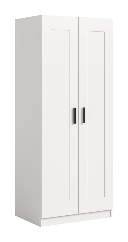 Armoire 2 portes VISBY (L/H/P : env. 80/195/56 cm) en blanc/blanc