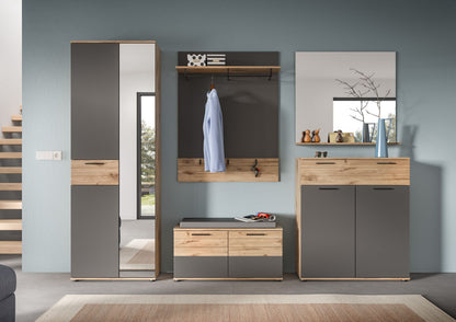 Homes & Jones Garderobenhochschrank mit Spiegelelement, Flurmöbel mit Spiegel
