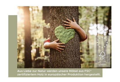 FSC-Hinweisgrafik: aus zertifiziertem Holz in europäischer Produktion hergestellt