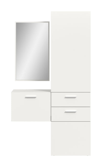 Homes & Jones Garderobe (3-tlg.) in Weiß mit Spiegel sowie Schubladen und Seitenschrank