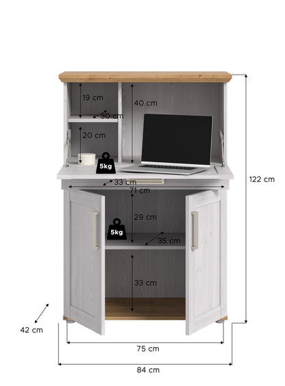 Secretary VERONA (W/H/D: approx. 84/122/42 cm) in Sibiu Larch Reproduction/Sibiu Larch Reproduction