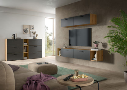 Homes & Jones Wohnwand 2-tlg. TV Möbel Modular Lowboard, Wohnzimmerschrank