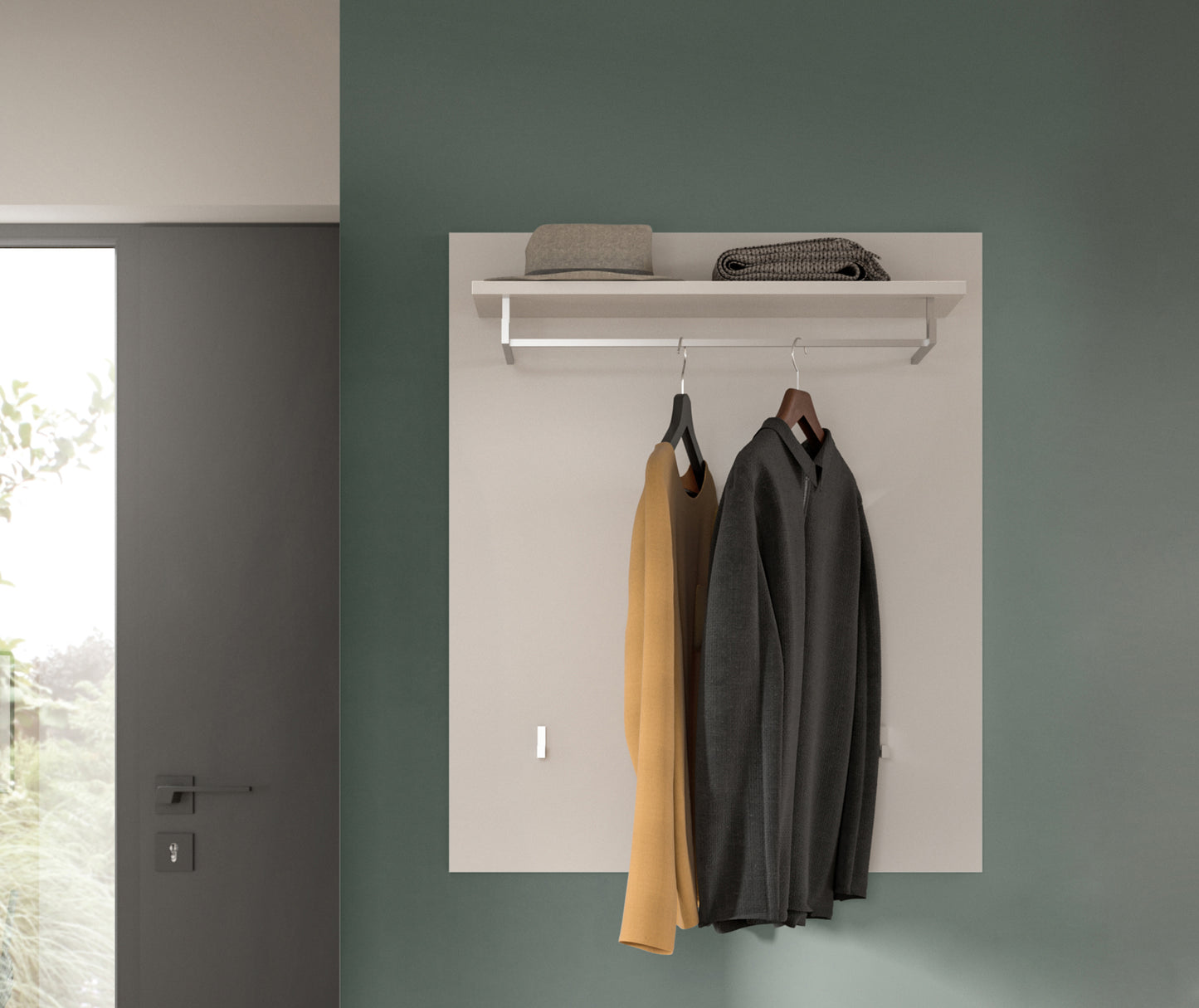 Homes & Jones Garderobenpaneel mit Haken und Hutablage, Flurmöbel-Dielenmöbel