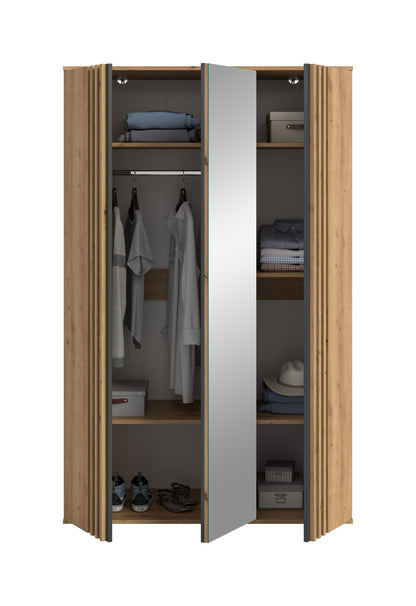 Homes & Jones Kleiderschrank 120cm breit 3-türig, Schlafzimmerschrank