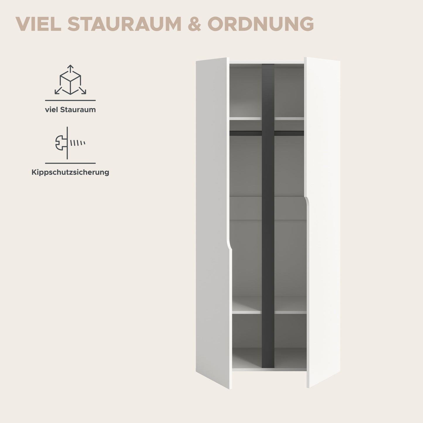 Armoire 2 portes ANGA (L/H/P : env. 80/180/51 cm) en anthracite/imitation chêne Artisan