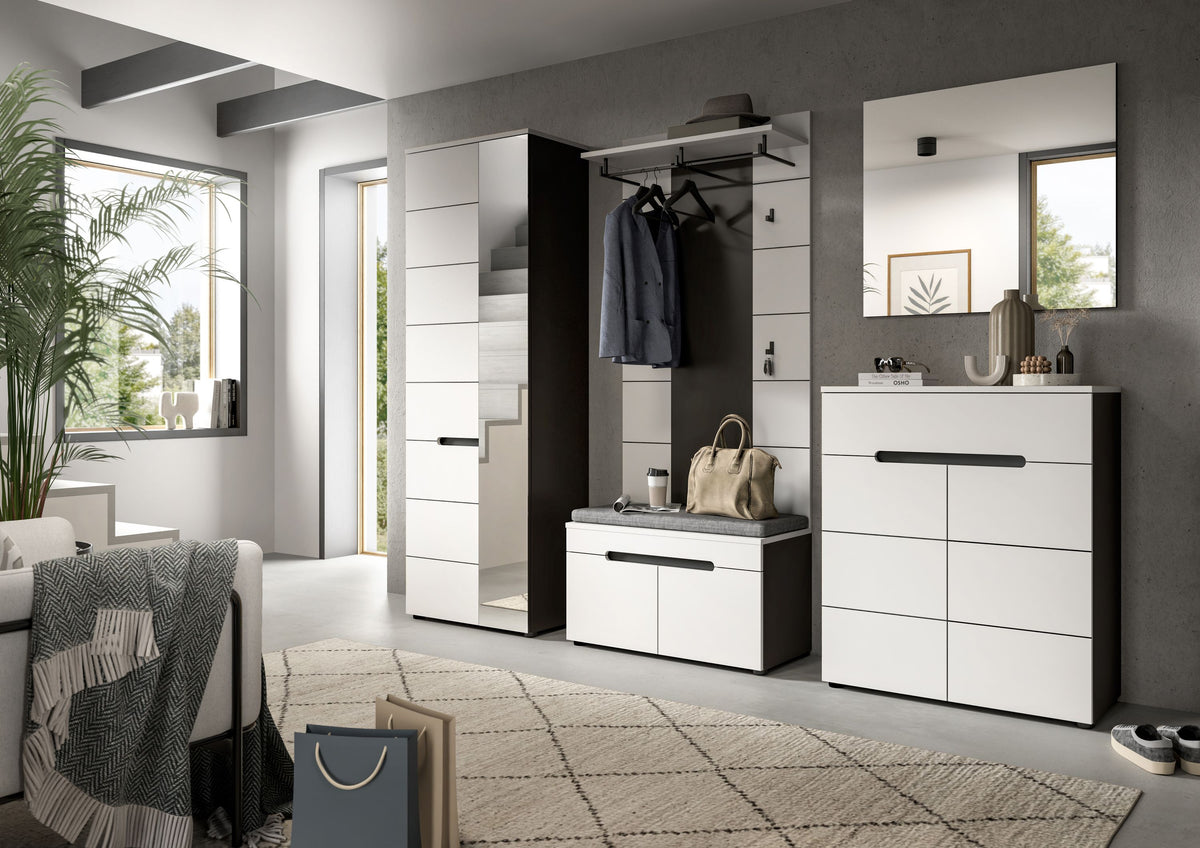 CANU wardrobe set incl. seat cushion (W/H/D: approx. 255/190/37 cm) in Basalt grey/Smoke Green