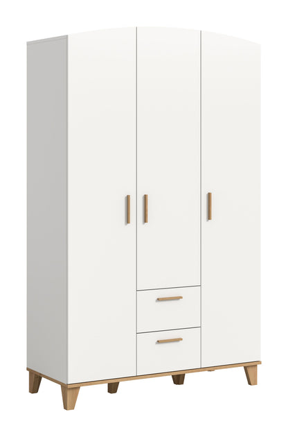 Armoire 3 portes STELLA (L/H/P : env. 122/198/51 cm) en blanc/blanc