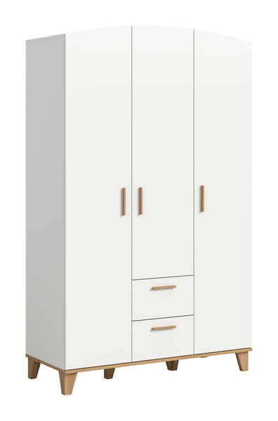 Armoire 3 portes STELLA (L/H/P : env. 122/198/51 cm) en blanc/blanc
