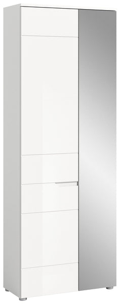 Wardrobe SOLERO (W/H/D: approx. 68/193/37 cm) in white/white high-gloss