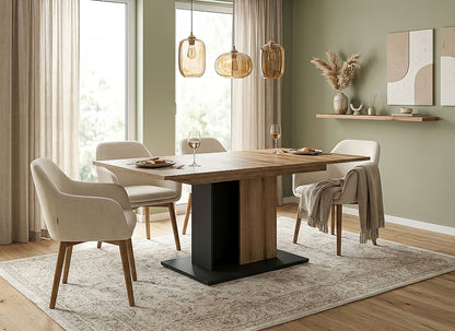 Molina Esstisch  (B/H/T: 150x76x90 cm) in Evoke Oak Nachbildung und Basalt grau