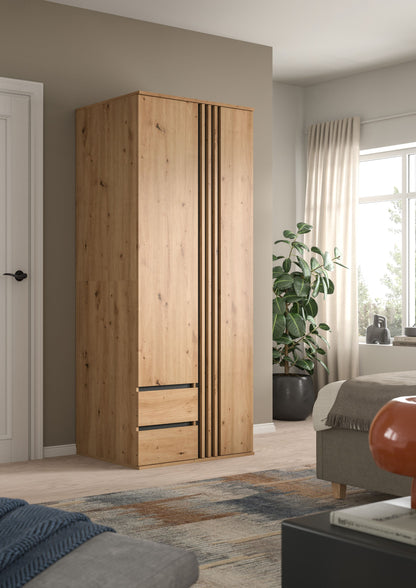 Homes & Jones Kleiderschrank 80 cm breit 2-türig, Schlafzimmerschrank